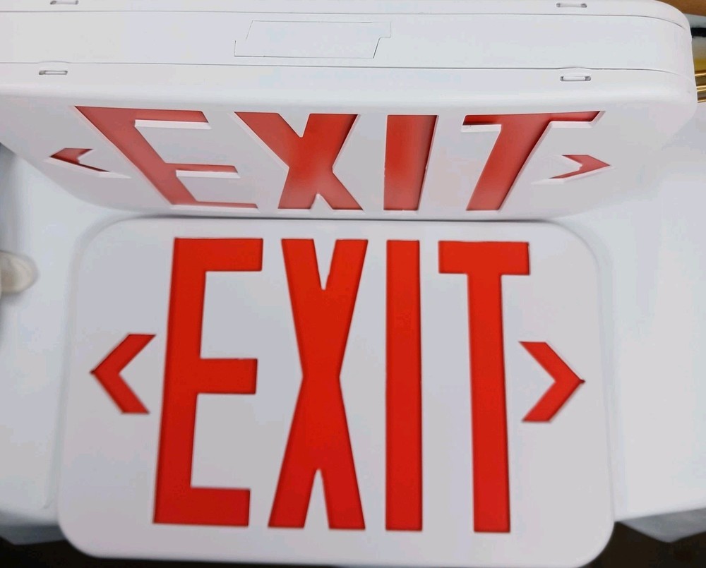 Amazon Commercial LED Emergency Exit Sign Double Face Battery Backup Open Box