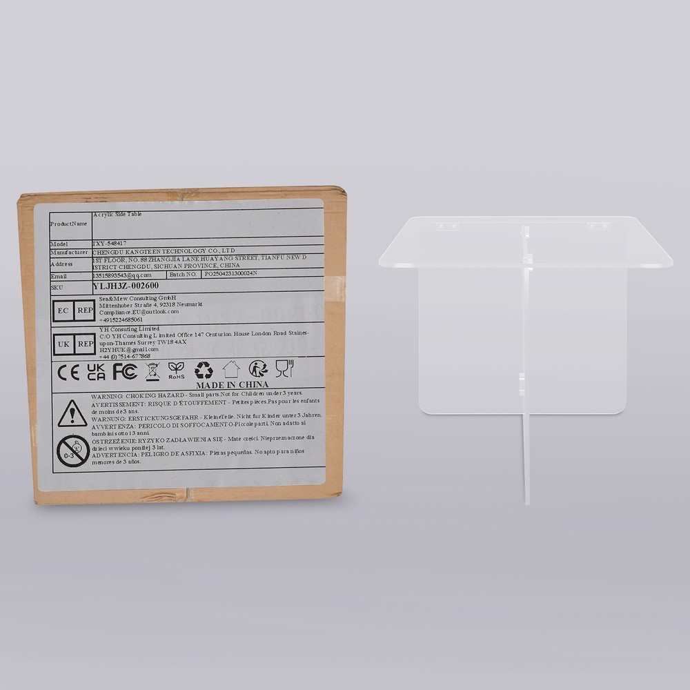 Acrylic Side Table, End Table, Free Standing Clear Modern Bedside Table