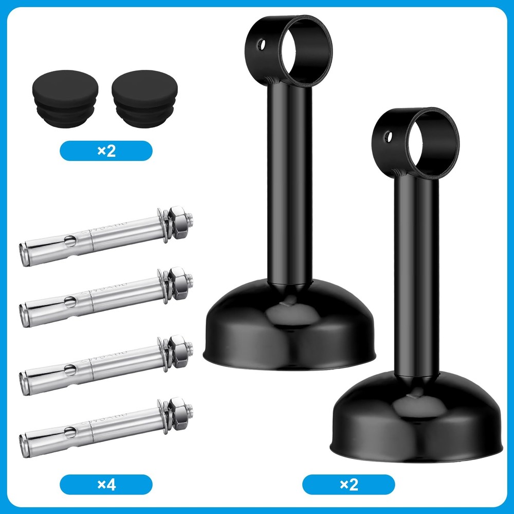 Wonderjune 2 Pack Closet Rail Hanging Rod Ceiling Clothes Rack Black
