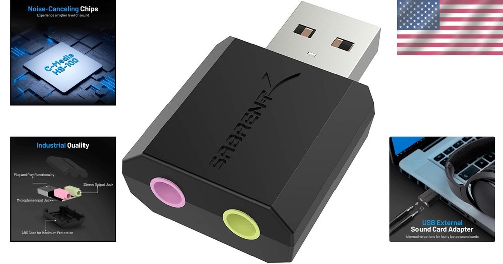 Lightweight USB External Stereo Sound Adapter - Incredible 3D Sound Experience