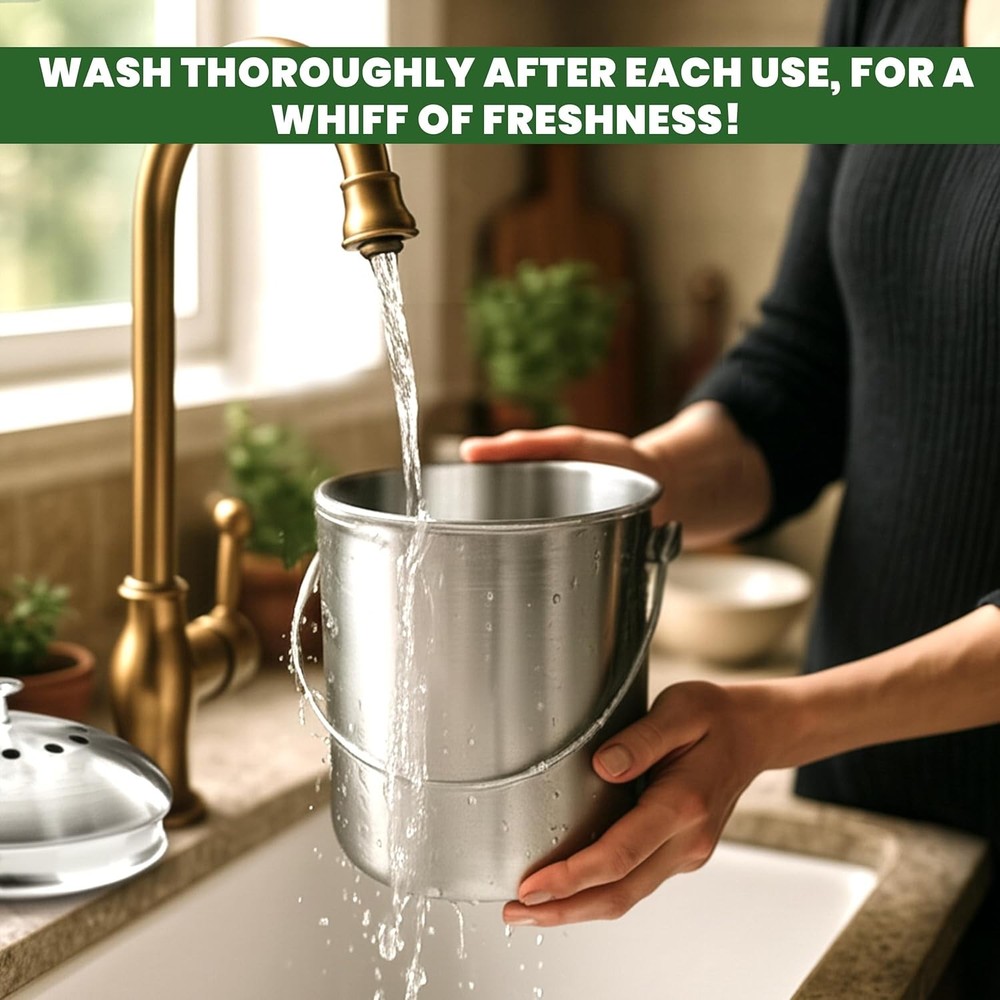 Utopia Kitchen Indoor Compost Bin Kitchen, 1.3 Gallon (Pack of 1), Silver