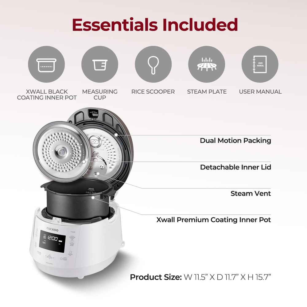 Cuckoo Heating Pressure Cooker & Warmer – 12 built-in programs, Glutinous.