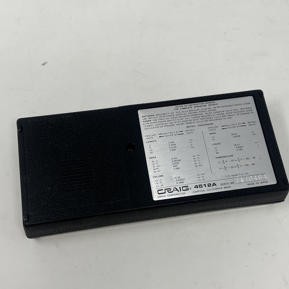 Rare Craig Engineering Calculator 4512 - Tested & Working