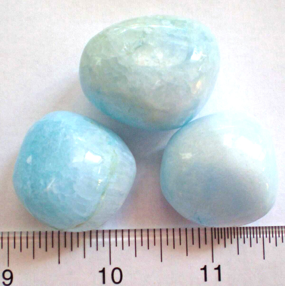 Blue Aragonite - 3 Tumbled Stones rt522g