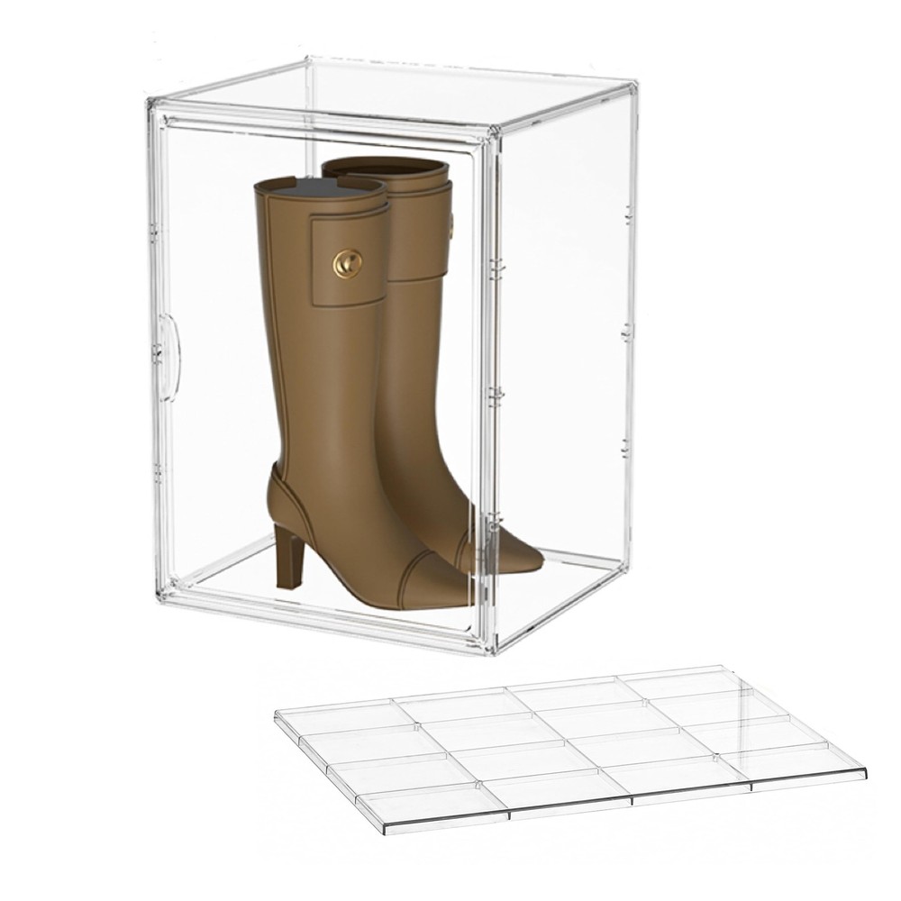 XXX-Large Clear Display Case Stackable Plastic Storage Bins with Lid, 2 Tiers...