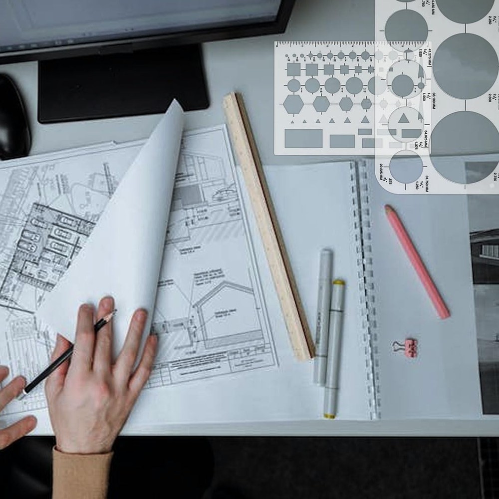 Circle Templates for Drawing - 3 Pack Drafting Stencils Measuring Tools, Circ...