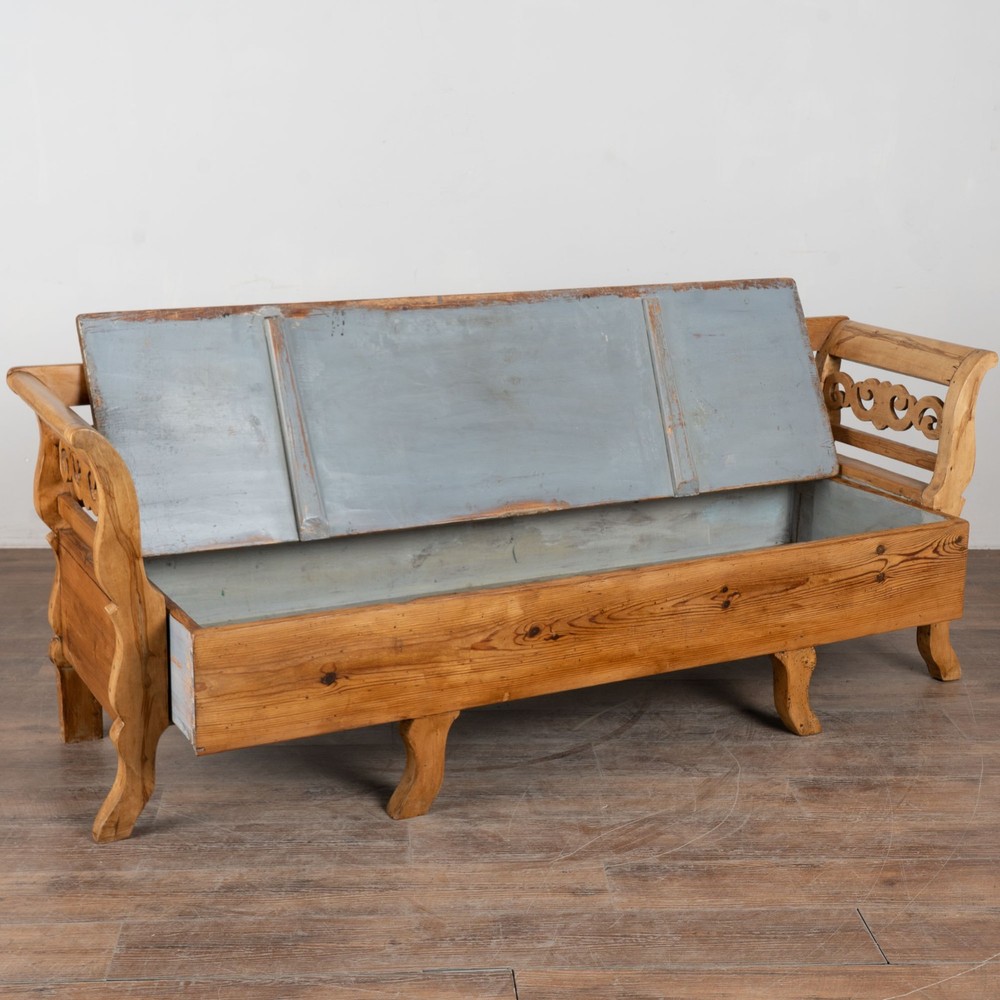 19th Century Swedish Pine Bench with Storage