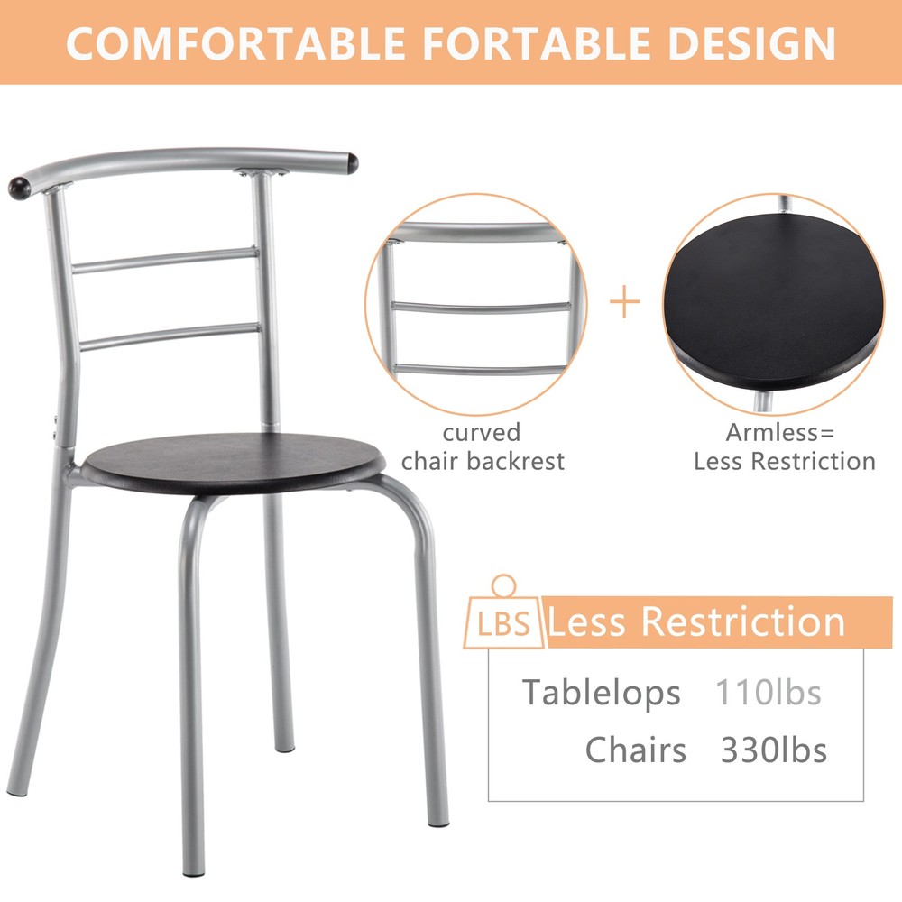 PVC Breakfast Table (One Table and Two Chairs) Black