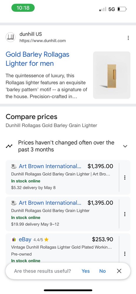 Sunil Gold Plated Vintage Lighter