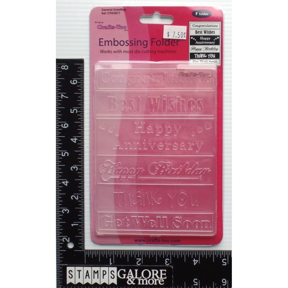 Crafts Too Embossing Folder BACKGROUND GENERAL GREETINGS HOLIDAYS ONE FOLDER 717