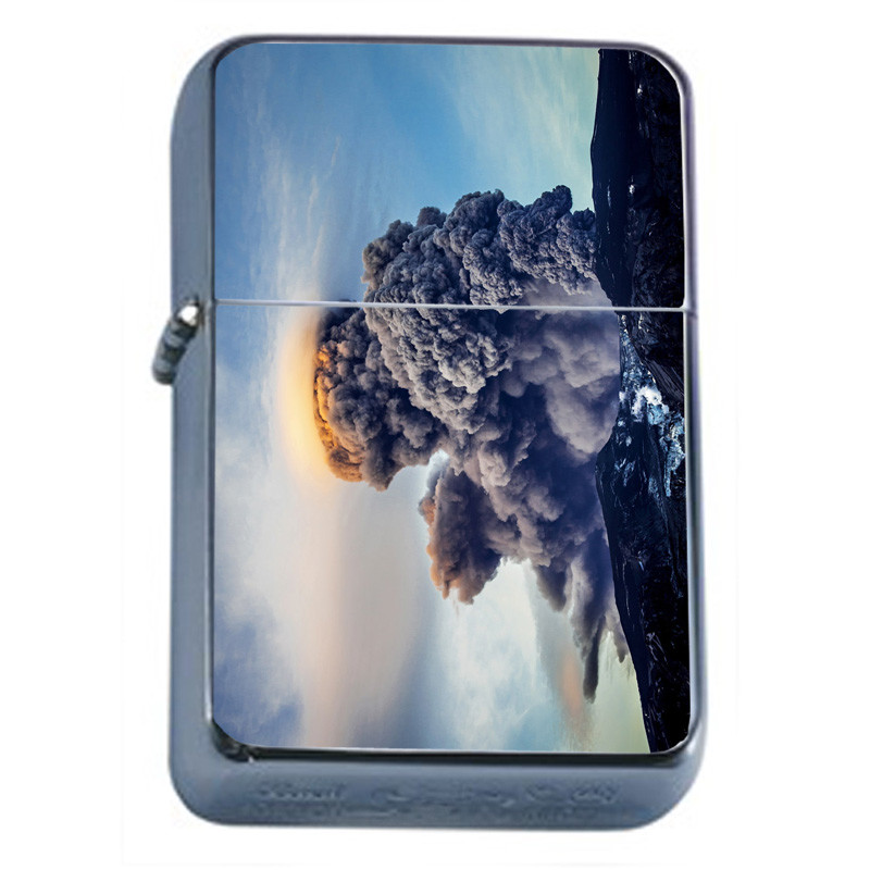 Volcanoes D8 Flip Top Oil Lighter Wind Resistant