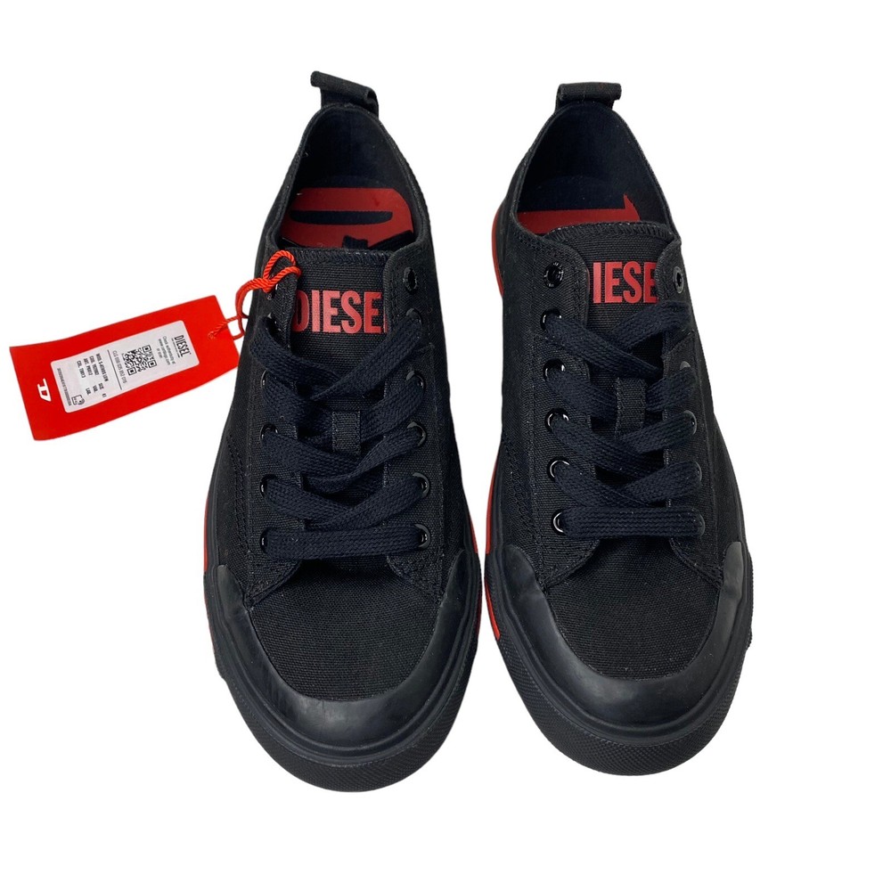 Diesel S-Athos Low Canvas Sneakers Black Red 8.5