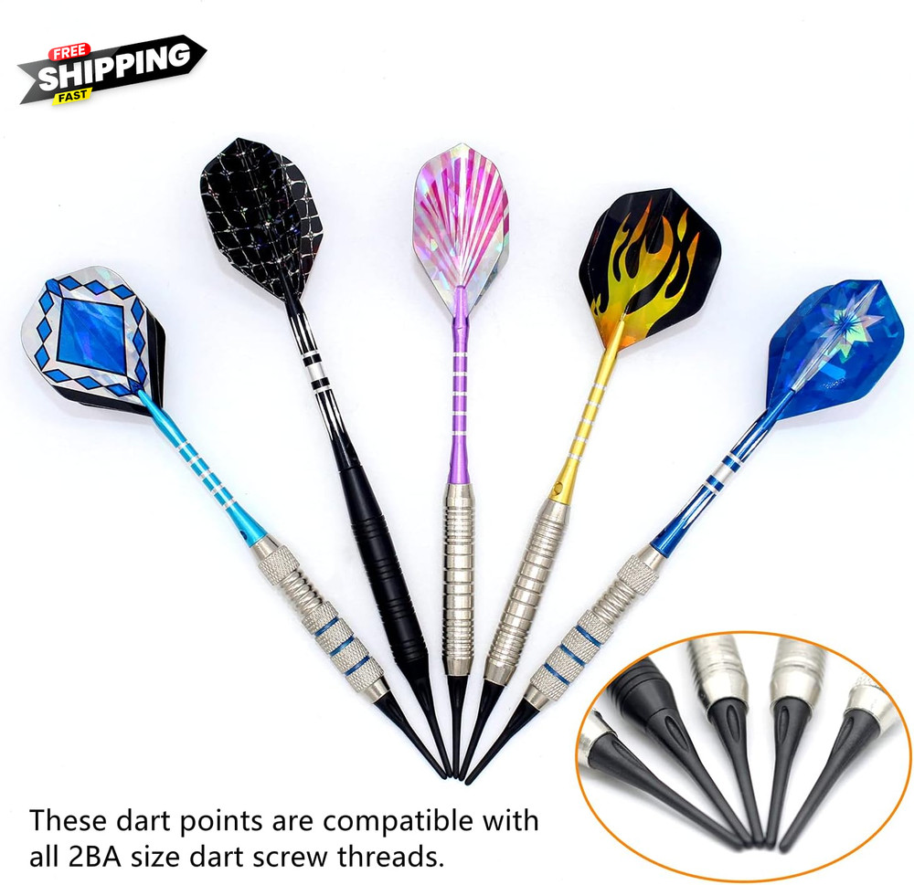 2BA Thread Plastic Tip Dart Points 300 Pack Soft Dart Tips Replacement Dart Acce