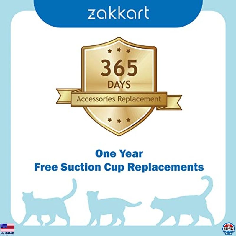 Zakkart Large Gray Cat Window Perch - Foldable, Cordless, Washable, Sturdy Frame