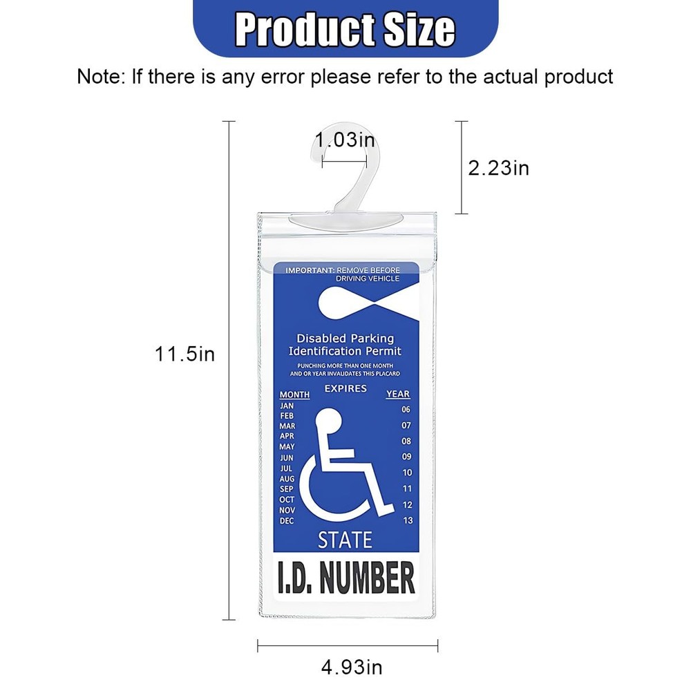 Portable Handicap Placard Holder, Transparent Disabled Permit Protector with ...