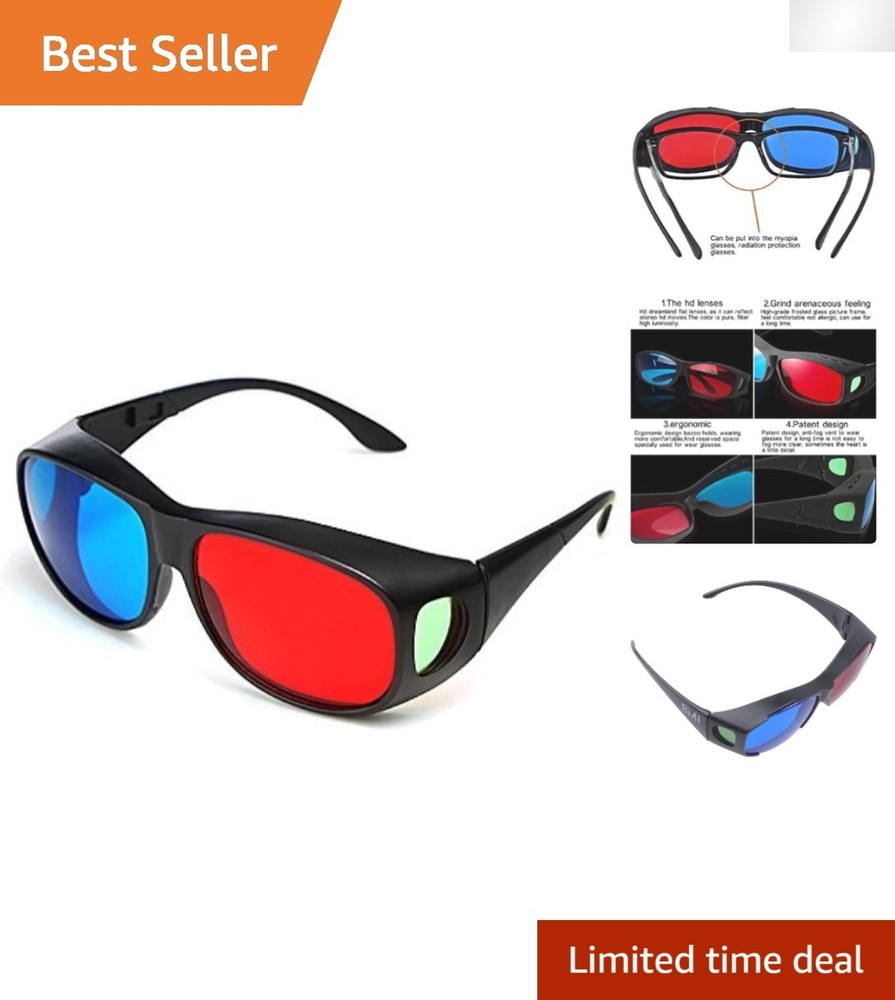 Lightweight Red Blue 3D Glasses with Protective Case for Comfortable Viewing