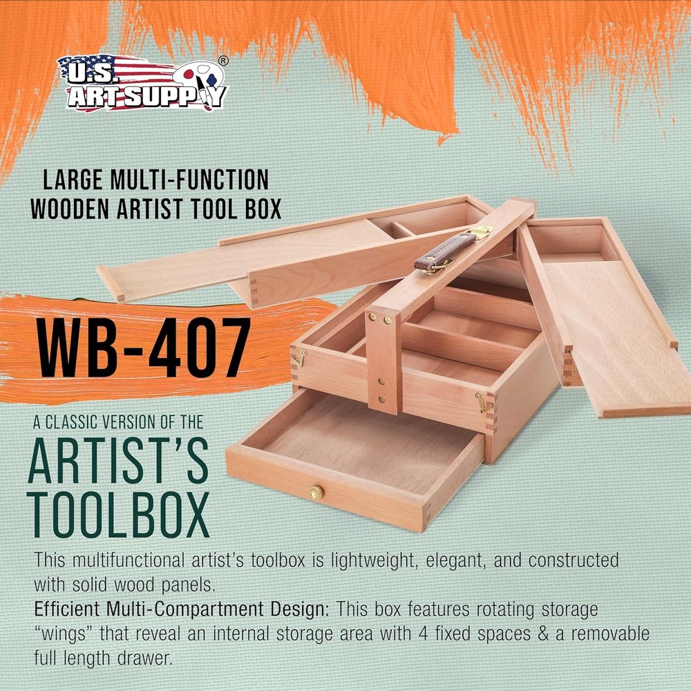 Multi-Function Artist Tool Supply Box W/ Locking Clasps & Tool Storage Box