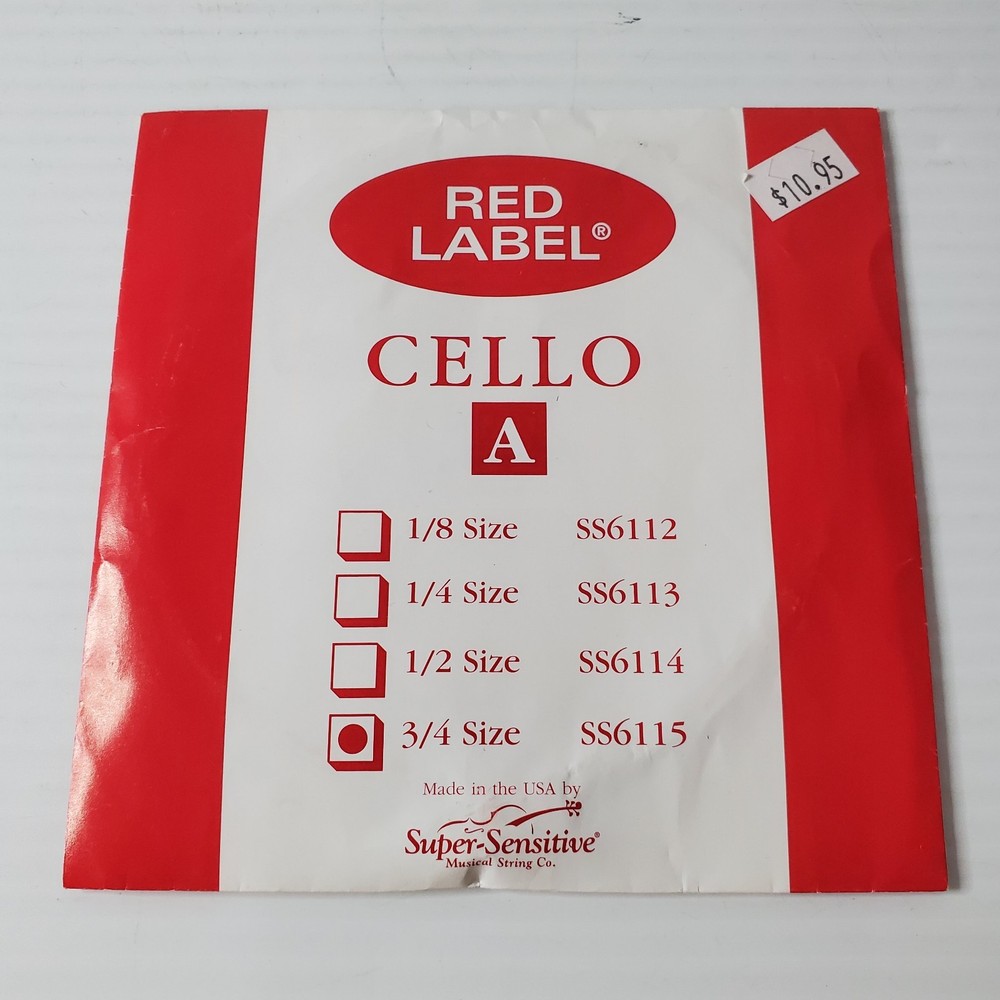 Super Sensitive Red Label Cello A String 3/4 Size SS6115 New