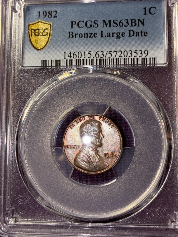 1982 Lincoln Cent PCGS MS63 Brown Large Date