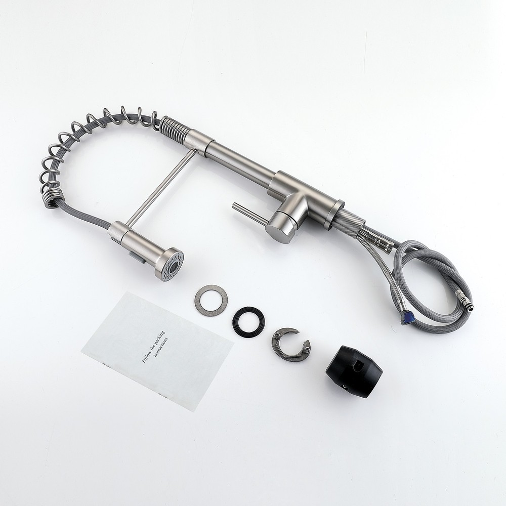 Single Handle Pull Down Sprayer Kitchen Faucet Brushed Nickel 360 Swivel