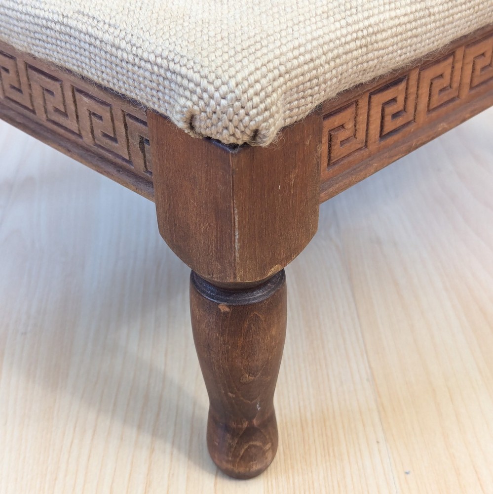 Vintage Floral Pattern Needlepoint Foot Stool Wood Rectangular 14"x12"x8"