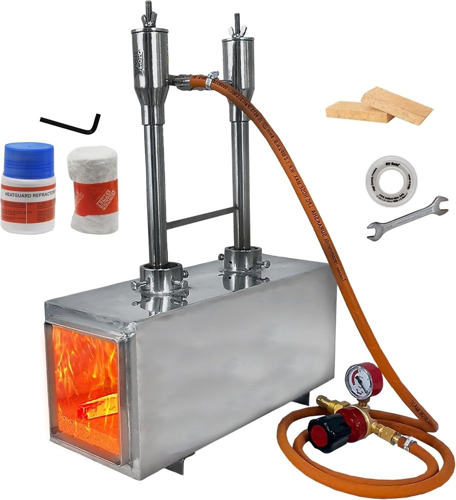 Gas Forge for Blacksmithing, Double Burner 2600F Rated, Propane forge