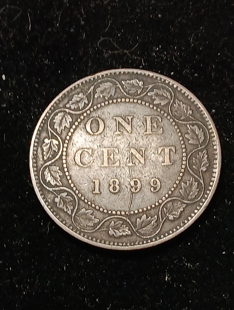 👉1899 Canada 1 C.ent Xf + Die Crack Reverse Error D/37