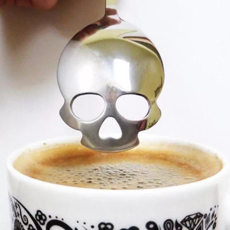 Skull Head Coffee Spoon Original Silverware Kitchen Utensil Lot 4Pcs