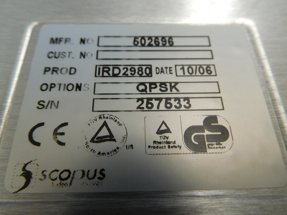 Scopus IRD-2900 IRD-2980 Professional Satellite Receiver Decoder DVB ATSC