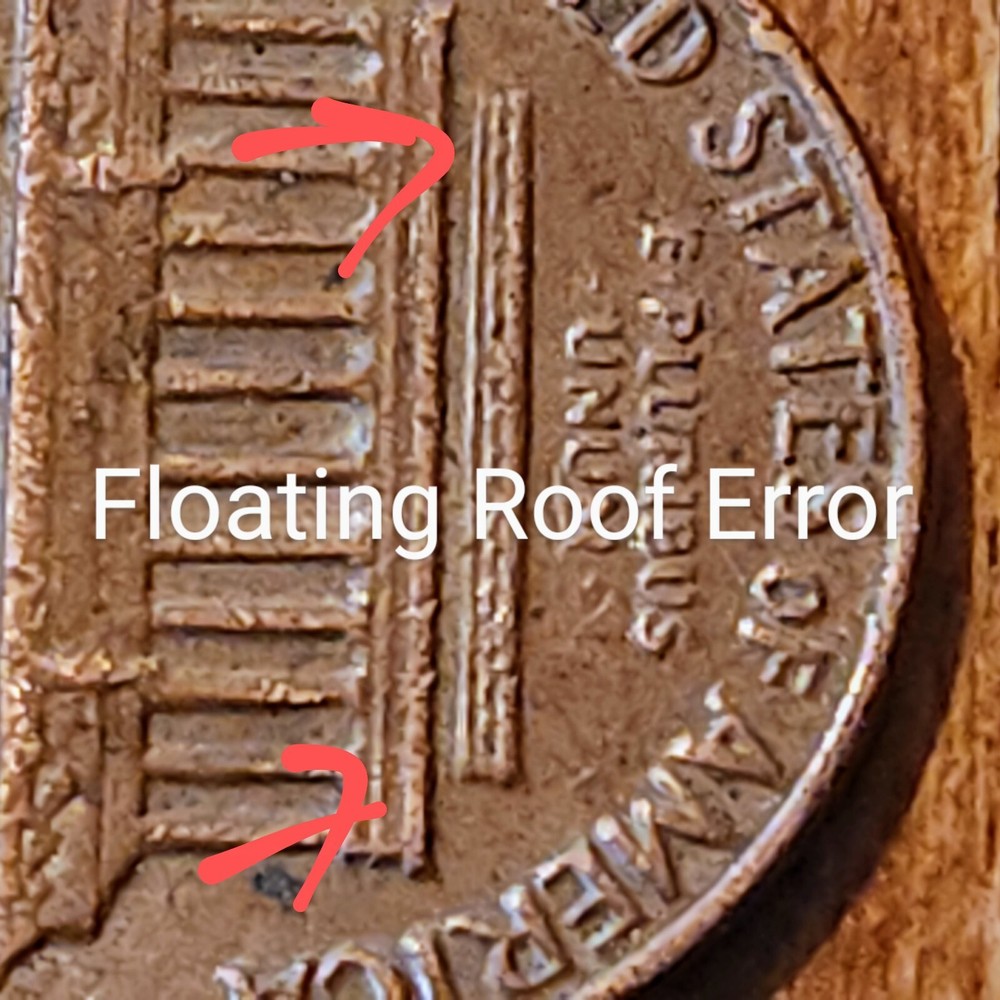 1969 D Lincoln Penny Error, Floating Roof, Missing FG Circulated