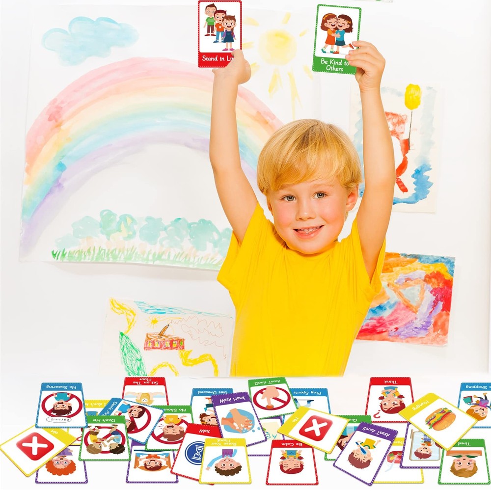 50PCS Autism Behaviour Communication Cards for Speech Delay Children Medium