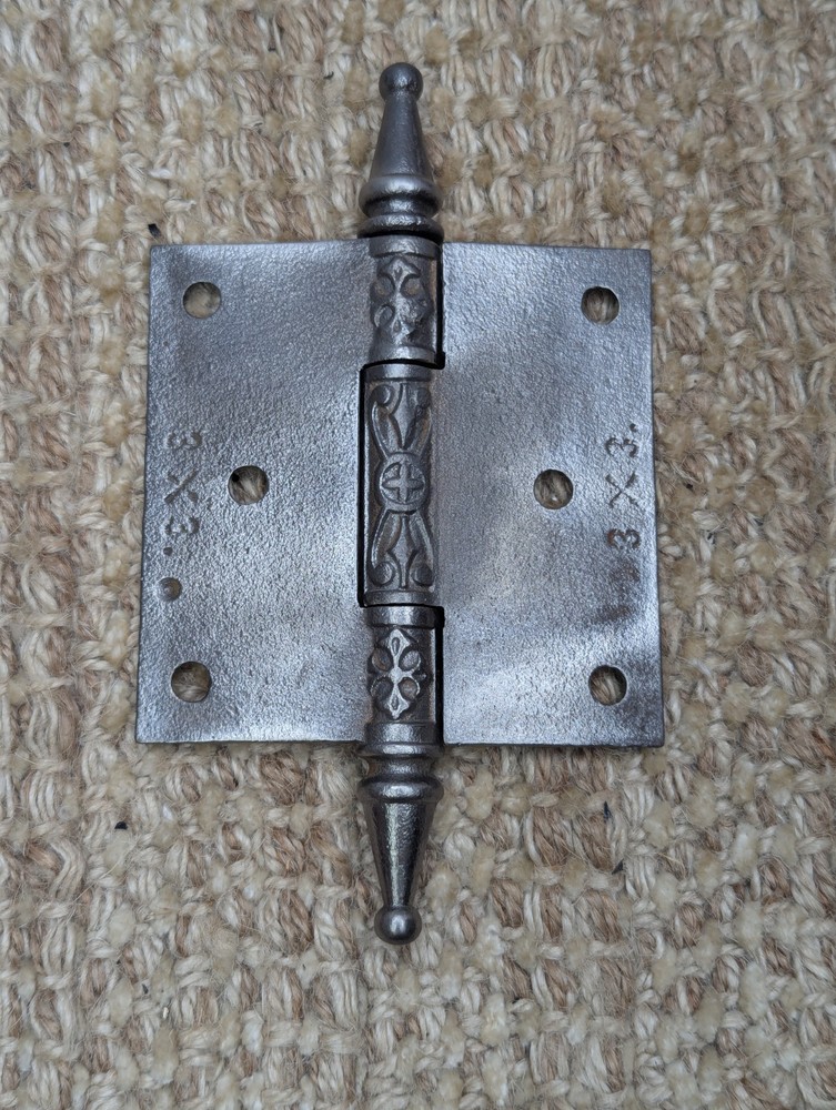 3" x 3" Antique Decorative Cast Iron Steeple Tip Hinge