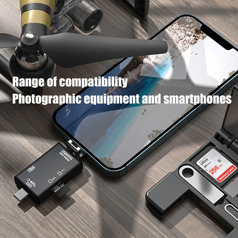MMC Memory Card Reader&USB-A/C HUB&Case for iPhone iPad Android Cellphone Camera