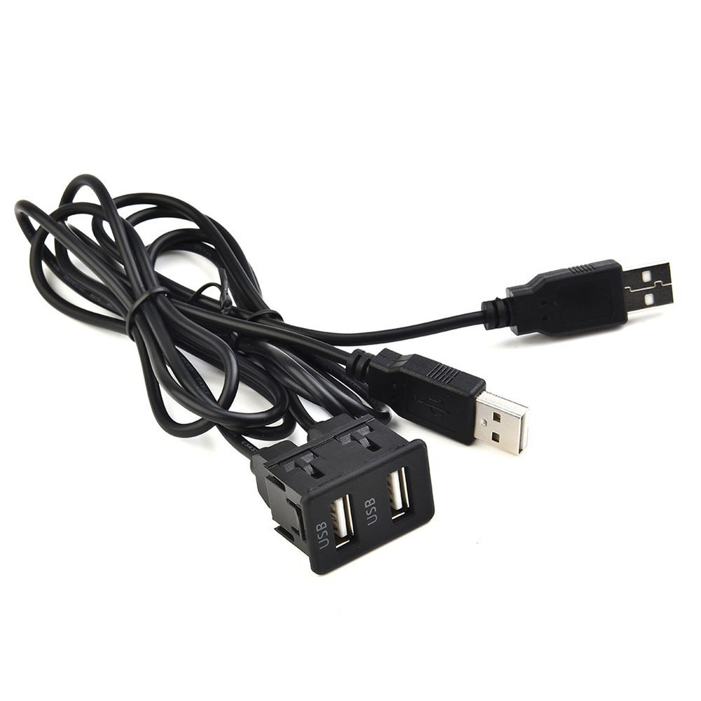 150CM Car-Dash Flush Mount AUX USB Port Panel Dual USB Extension Adapter Cable