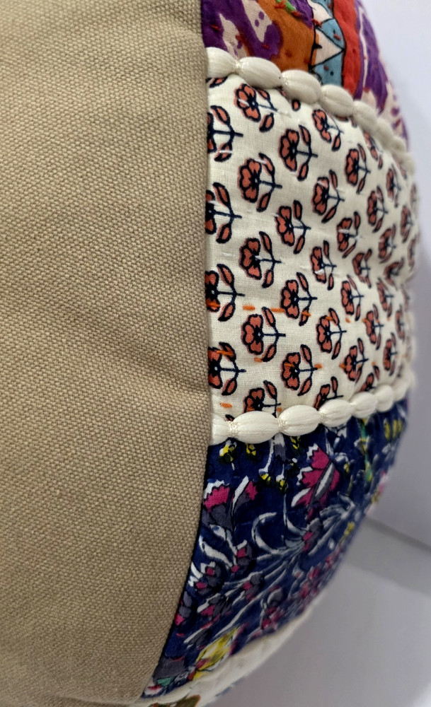 Patchwork Pouffe (Footstool), Approx. 60" Circumferance, Multicolored