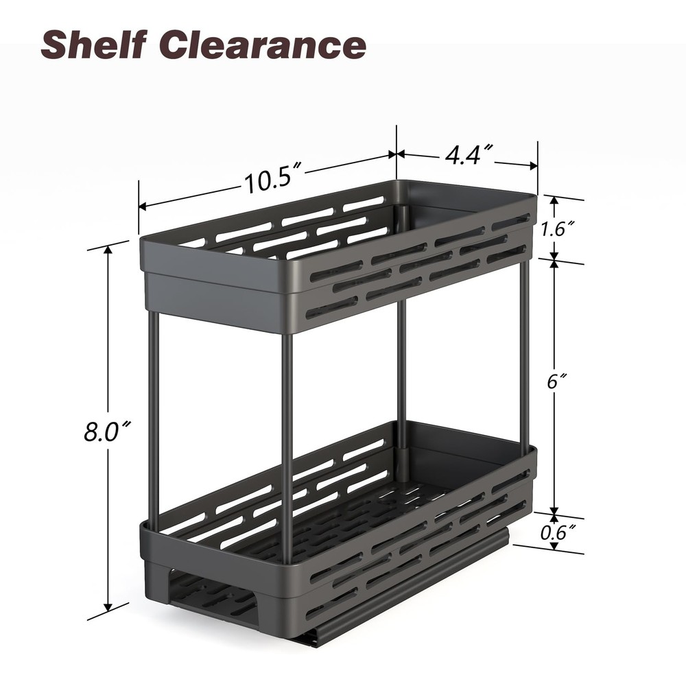 Pull Out Spice Rack Organizer for Cabinet, 3 Packs Slide 3 Pack, Black