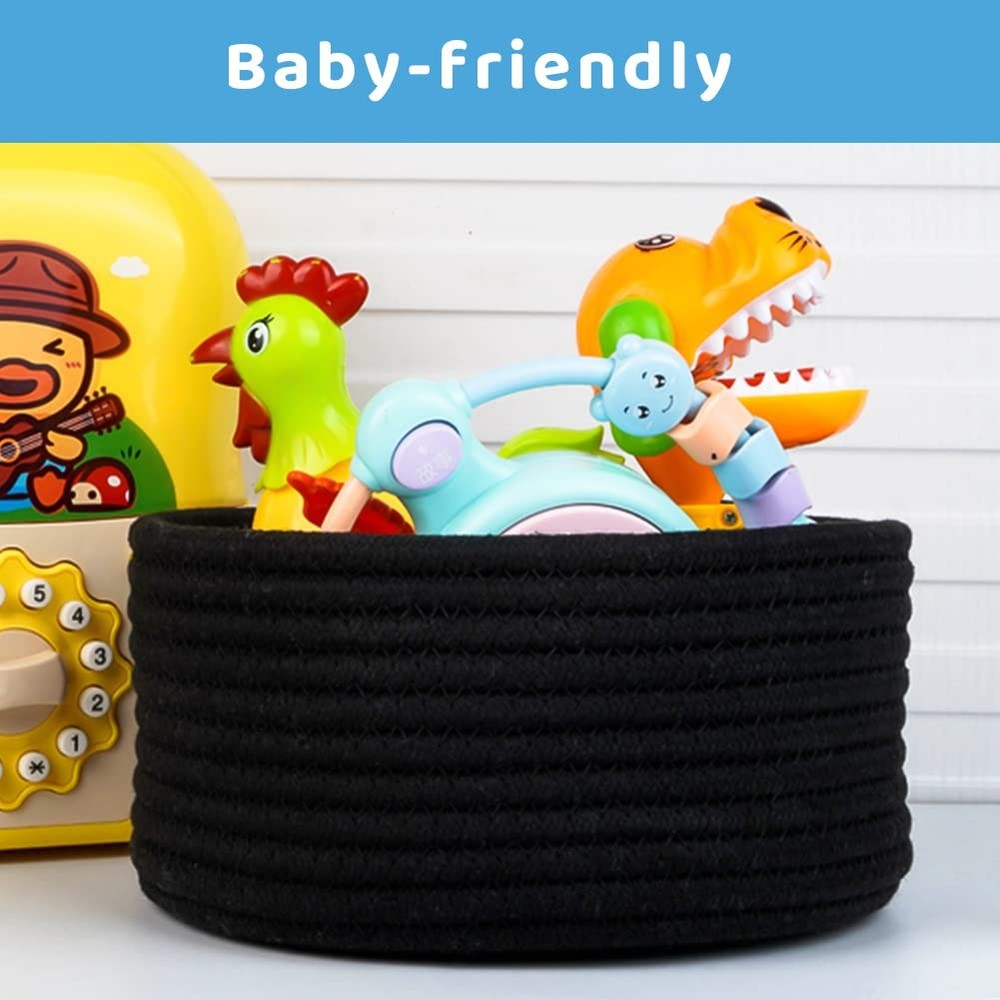 Hispqser Small Woven Basket, Mini Cotton Rope Storage, Gift Baskets Empty, Cu...