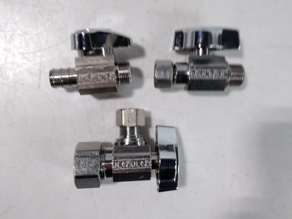 3x BrassCraft Chrome Shut-Off Valves Water Supply Compression Fittings