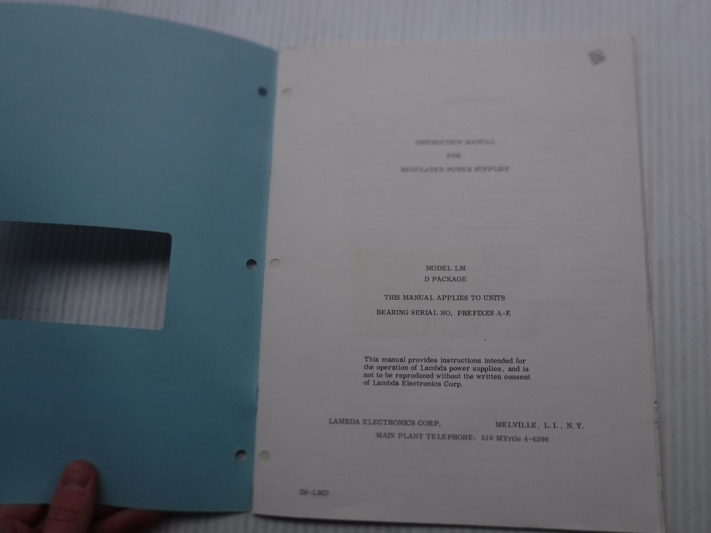 Lambda LM D Package Regulated Power Supplies Manual IM-LMD