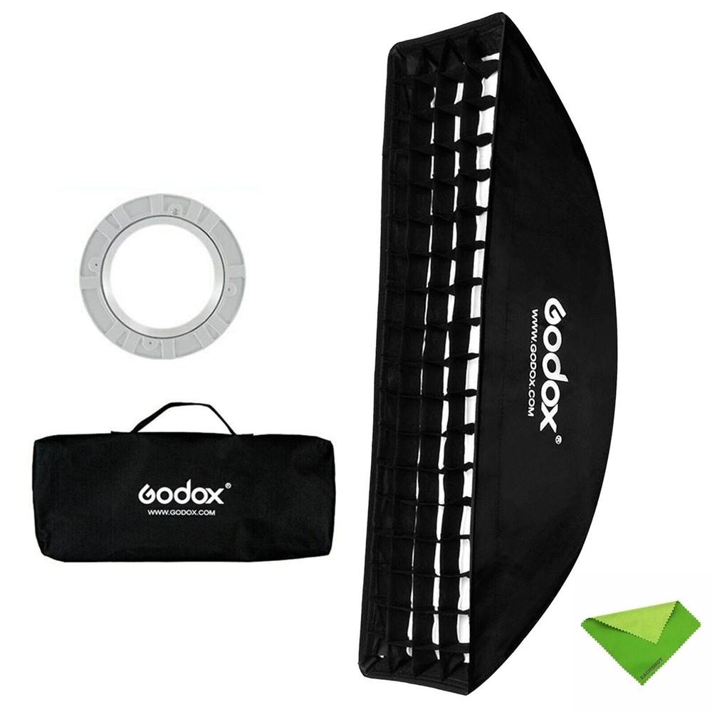 Godox 35x160cm Rectangle Bowens Mount Grid Softbox +2M Light Stand Kit For Flash