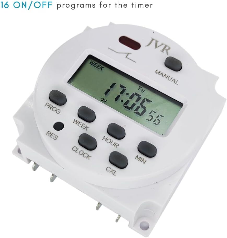 12V Timer Switch - Programmable, DC/AC/Solar Battery Powered | 12 Volt White