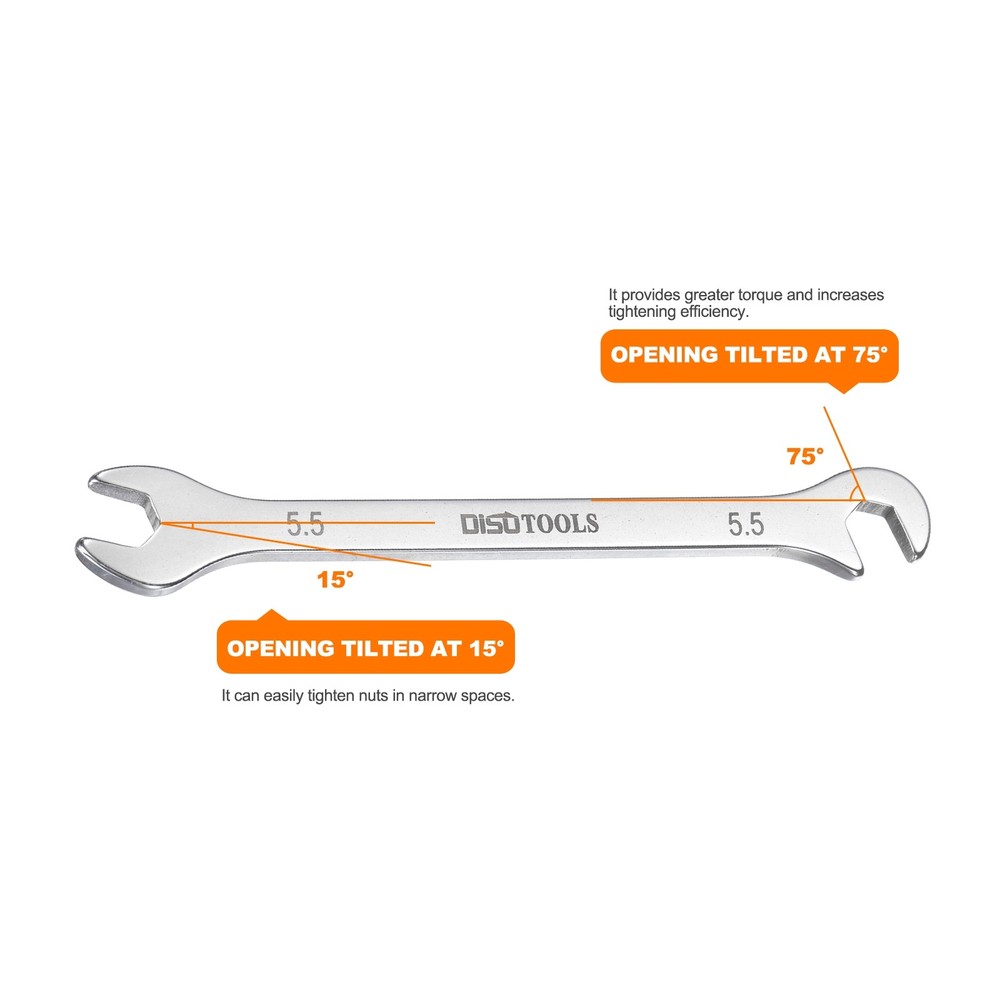 Super-Thin Open End Wrench 5.5mm Metric Angled Open-End Wrench