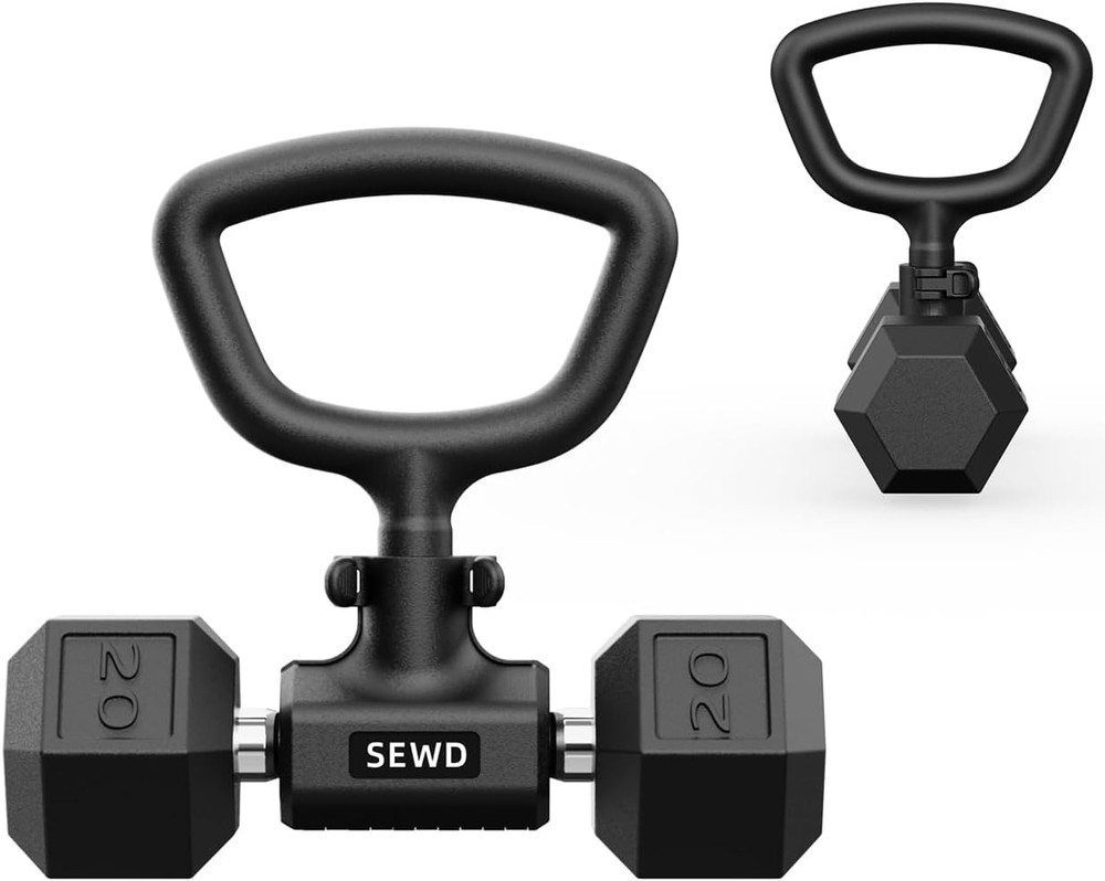 Adjustable Kettlebell Handle for Dumbbells - 220LB Capacity, 90° Rotation