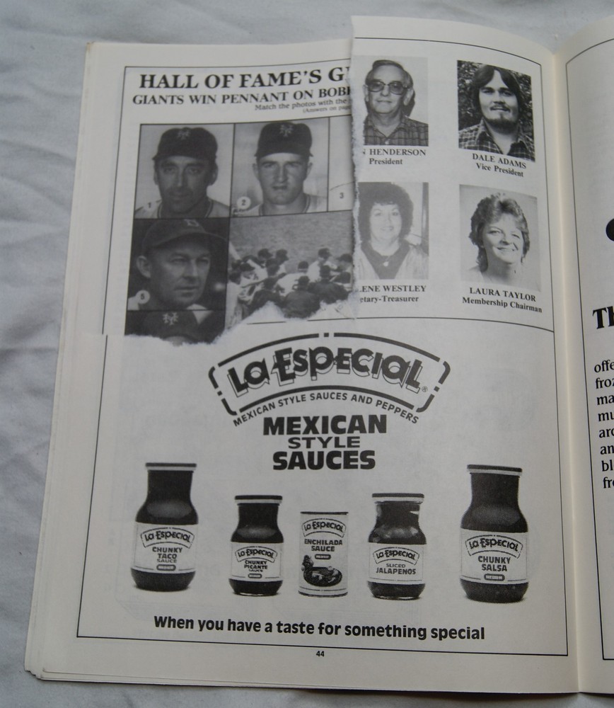 1987 modesto a's official souvenir program coupon removed pp 43-44