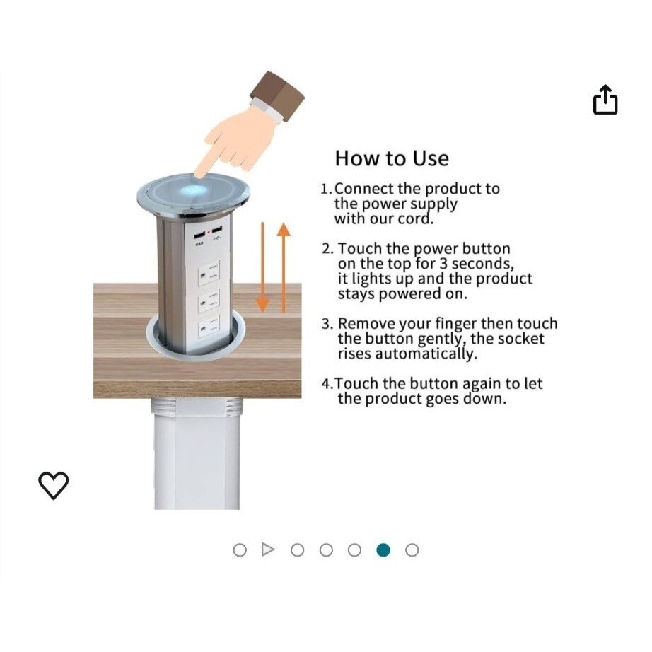 Zeshan Electric Smart Lifting Desktop Socket New Open Box
