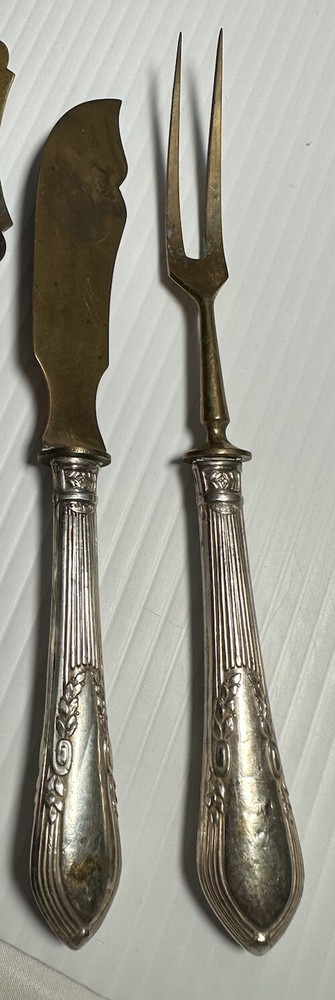 Antique Silver Handles 800 Serving Set Meat Fork And Master Knife (Spreader)