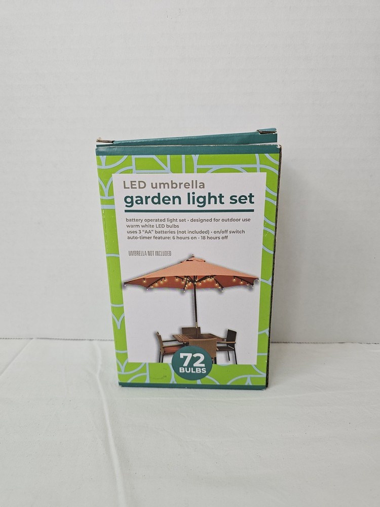 🖤 Rite Aid LED String Light 72 Warm White Bulbs Battery Auto-Timer Outdoor
