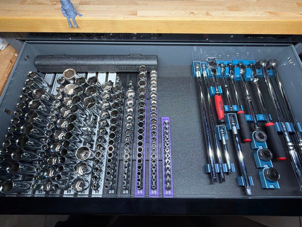 Socket Holder Rails - 1/4", 3/8", & 1/2" - Socket Organizers - Magnetic Base