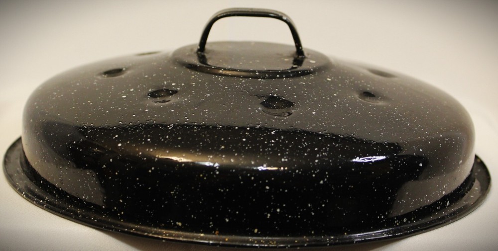 Black Enamelware Round Roaster Replacement Lid ONLY 9 1/8" Diameter