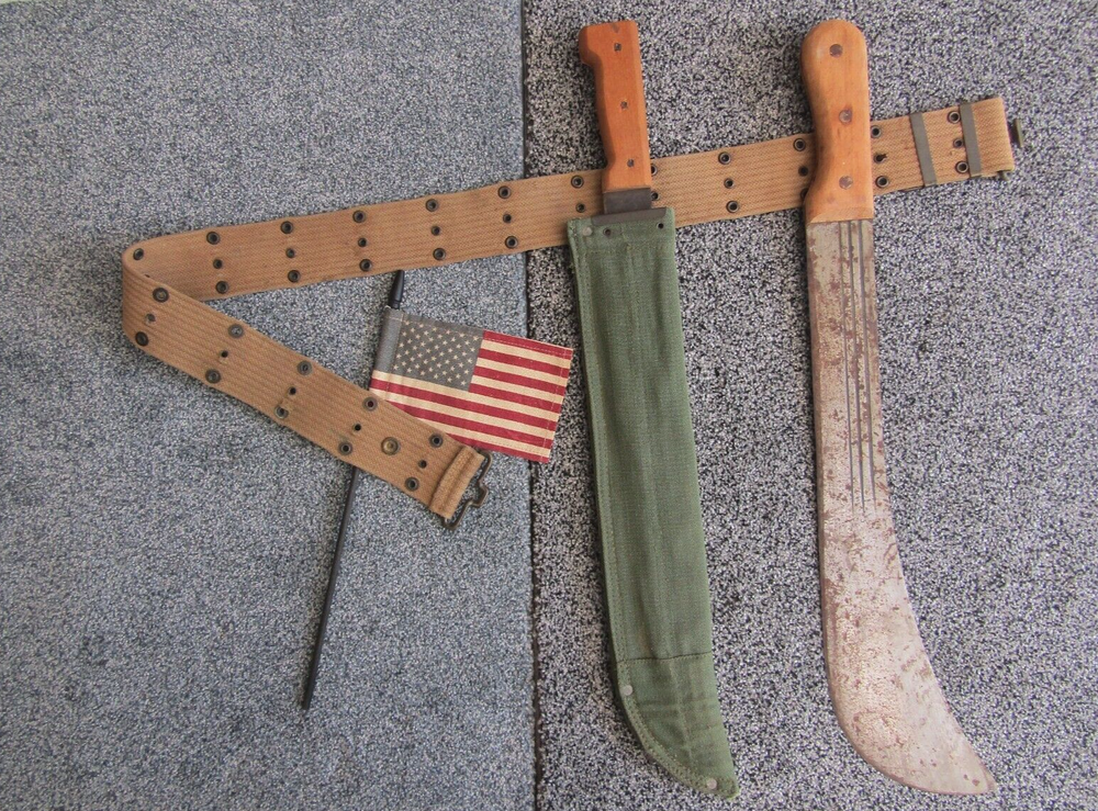 U.S. Army WW II belt & Machetes from England